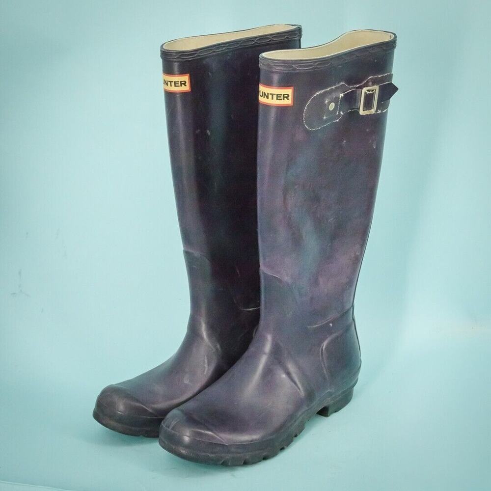 Hunter Shoe Size 7 Purple Original Tall Pull On Waterproof Rain Winter Boots